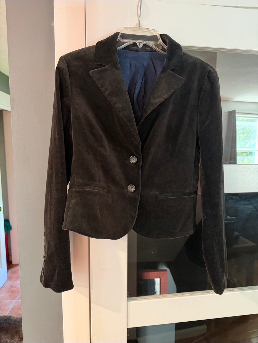 Express Black Velvet Two-Button Blazer